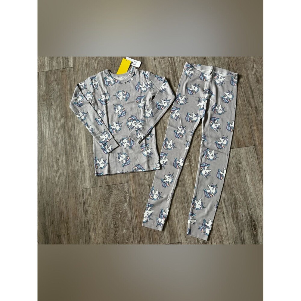 BabyGap 100% Organic Cotton Unicorn Allover Print Pajama Set Pull On Snug Fit S5